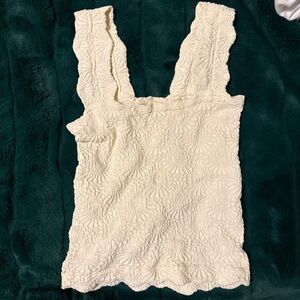 Free People Cream Textured Tank Top